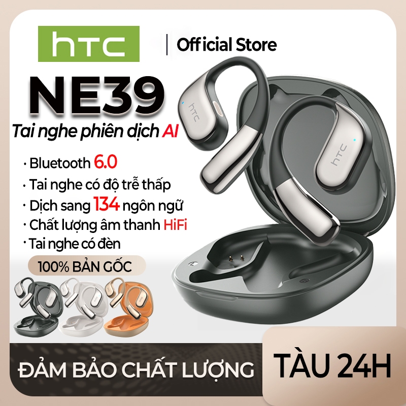 HTC NE39 Tai nghe dịch thuật AI Tai nghe Bluetooth 6.0 Hỗ trợ dịch thuật 134 ngôn ngữ Chống nước IPX5 Chất lượng âm thanh Hi-Fi Khử tiếng ồn Gọi điện thoại chất lượng HD | BigBuy360 - bigbuy360.vn