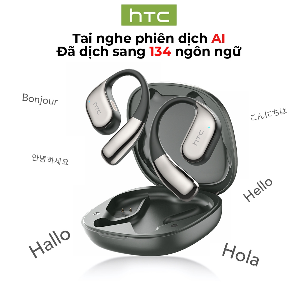 HTC NE39 Tai nghe dịch thuật AI Tai nghe Bluetooth 6.0 Hỗ trợ dịch thuật 134 ngôn ngữ Chống nước IPX5 Chất lượng âm thanh Hi-Fi Khử tiếng ồn Gọi điện thoại chất lượng HD | BigBuy360 - bigbuy360.vn