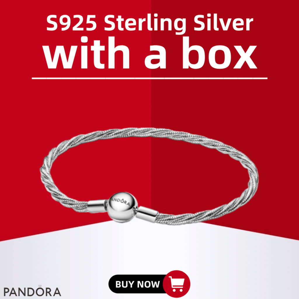 Vòng tay và mặt dây chuyền S925, thiết kế tinh tế giống Pandora, dây chuyền xoắn chắc chắn