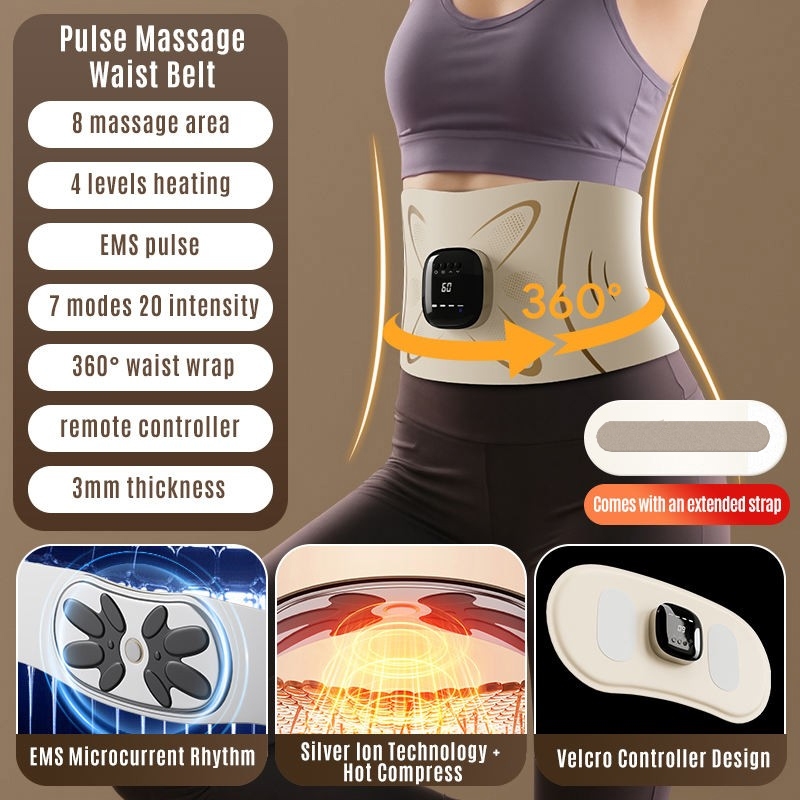 EMS Thắt Lưng Đai Bụng Massage Đai Giảm Béo Eo Huấn Luyện Viên Có Chức Năng Làm Nóng Bụng Ôm Thắt Lưng Massage Giữ Phù Hợp Với Cơ Thể Shaper