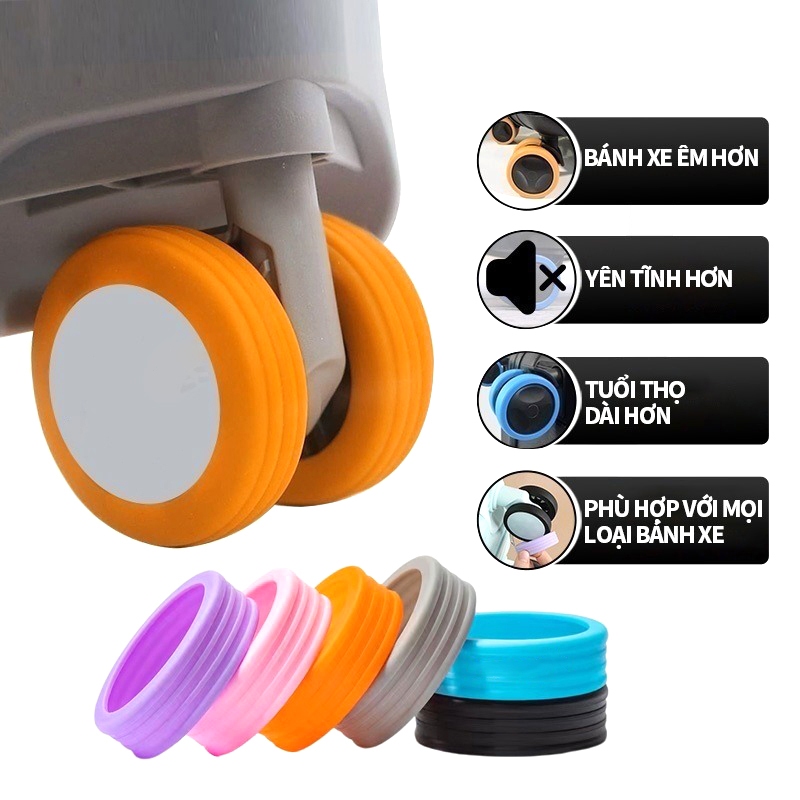 Hộp đựng bánh xe hành lý bằng silicon AETHERIS 8 chiếc (Vỏ bánh xe đa năng) Kích thước đa năng