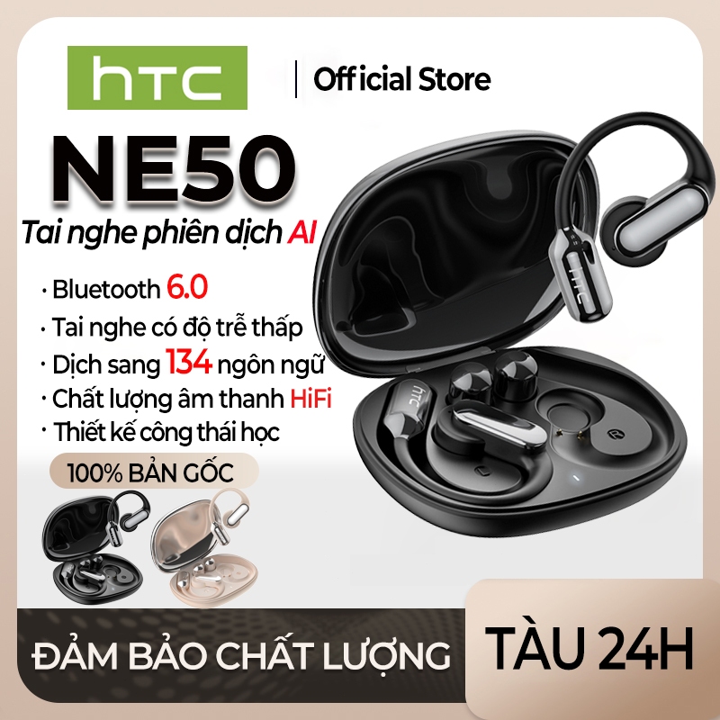 HTC NE50 Tai nghe dịch thuật AI Tai nghe Bluetooth 6.0 Hỗ trợ dịch 135 ngôn ngữ Tai nghe không dây T