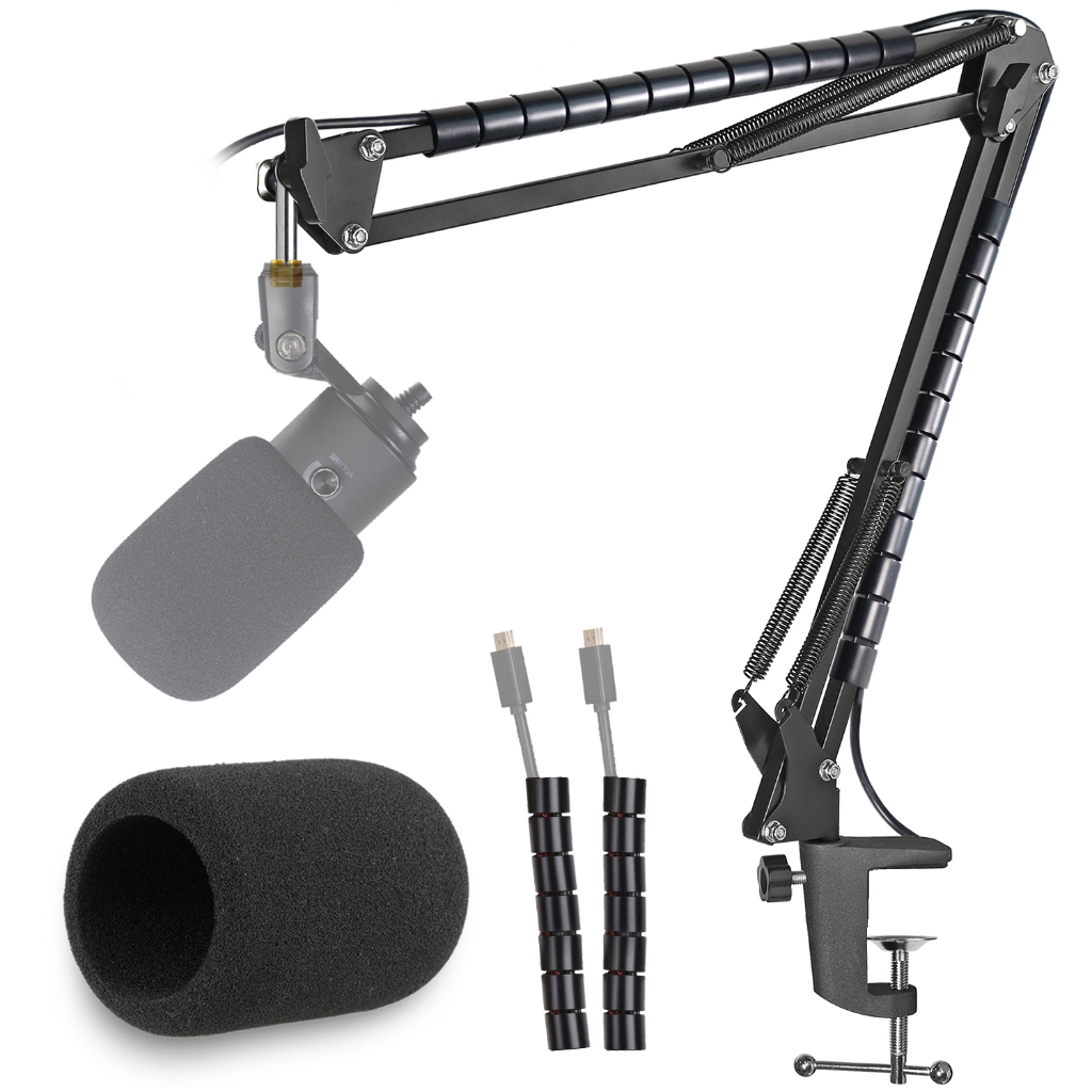 K669 Micro Boom Arm Mic đứng, kính chắn gió và tay áo cáp Tương thích với Micro Podcast USB Fifine K
