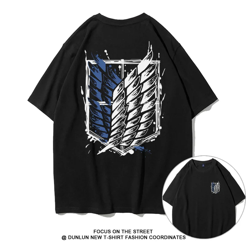 Áo thun tay ngắn nam nữAttack on Titan thiết kế Wings of Liberty, bằng cotton, thời trang