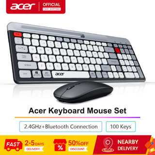 Bộ bàn phím & chuột không dây chế độ kép Acer OKR215 có giá đỡ Bố trí 100 phím Yên tĩnh & Thoải mái