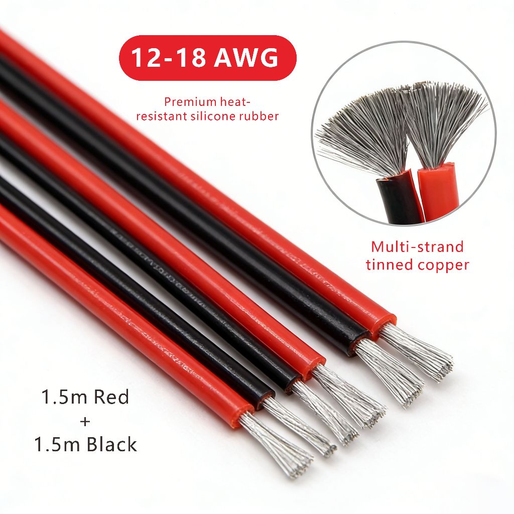 Dây silicon mềm đa lõi | Cáp AWG 12 / 14 / 16 / 18 Đỏ & Đen cho Drone / Điện tử DIY / Robot