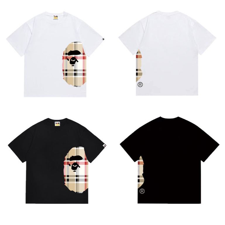 Áo thun Cotton ngắn tay in hình đầu khỉ BAPE thời trang | BigBuy360 - bigbuy360.vn