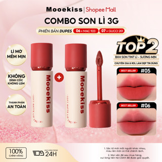  COMBO 2 Son Mooekiss Không dính cốc Kỹ thuật khóa màu Son lì Son môi 6 Màu 3g*2 