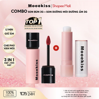   Combo  Set 2 chiếc Mooekiss Son lì mờ nhung 3g + Son dưỡng môi dưỡng ẩm 3g 