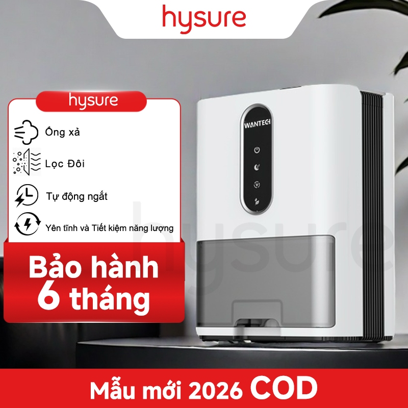 Hysure Máy hút ẩm,Công suất hút ẩm: 1000mL/ngày, Bình chứa lớn 2000mL,  H6 -Tiết kiệm tiền điện
