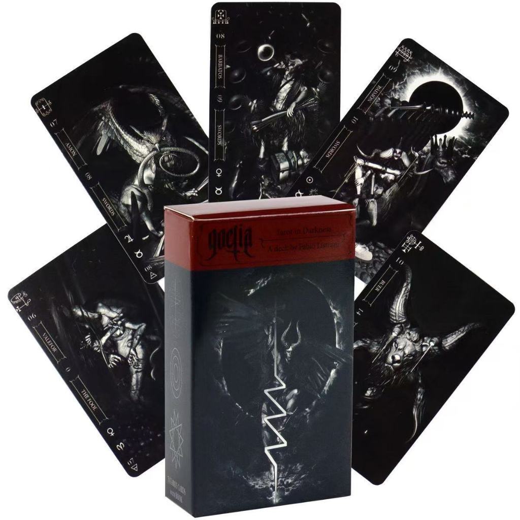 Hàng sẵn có 10.3 * 6cm Dark Solomon Gaitia Tarot Goetia Tarot in Darkness Bảng tiếng Anh Thẻ trò chơ