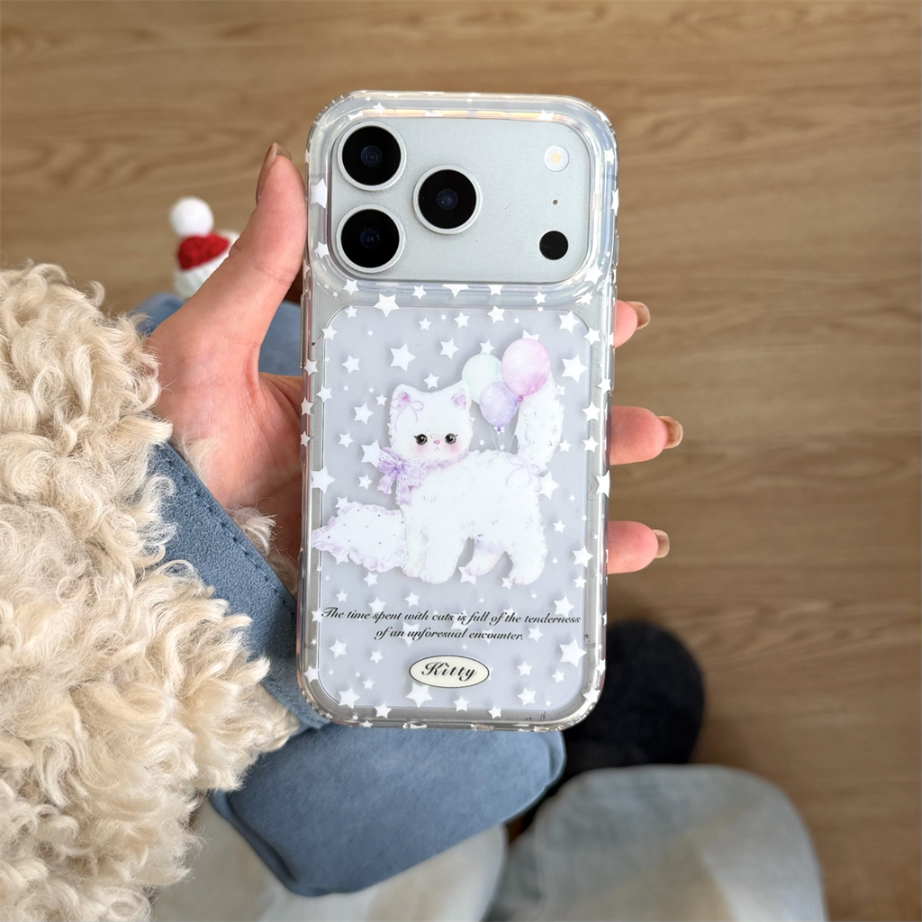 Ốp điện thoại iphone 17 Pro Max 16 Pro Max 15 Pro Max 14 Pro Max White Star Cat
