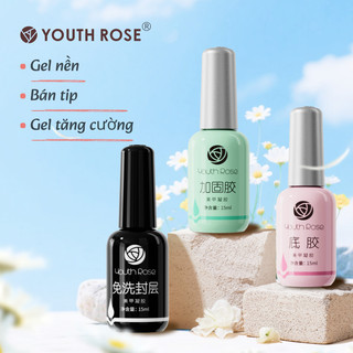  Youth Rose Base top hoa hồng chính hãng 15ml - gel liên kết top phủ bóng cứng móng cao cấp - Nails Red 