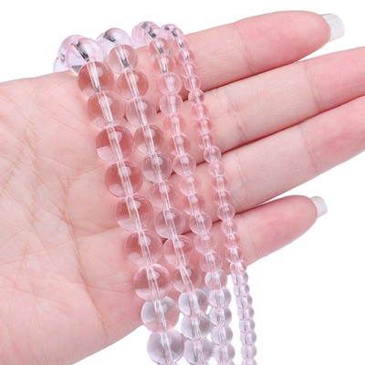 Bộ hạt cườm thủy tinh màu hồng 4/6/8/10mm - Dây 38cm, phù hợp làm trang sức DIY