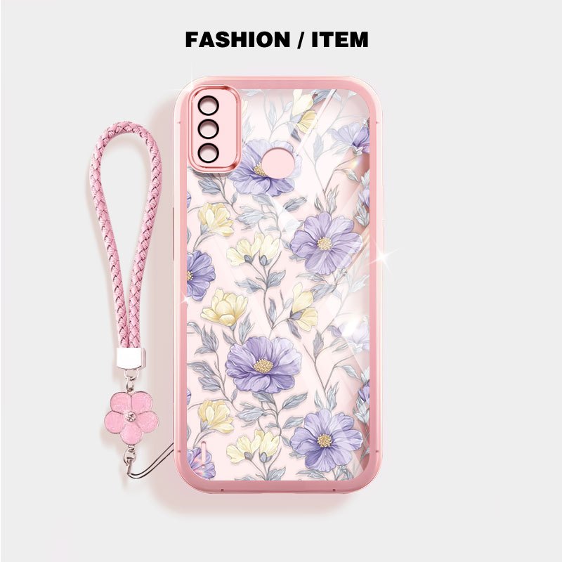 YBD Trong Suốt Dành Cho Tecno Spark 6 Go Spark Go 2020 2021 Hot 20 4G X6726 X6726B X6726C Hoa Tím Sa