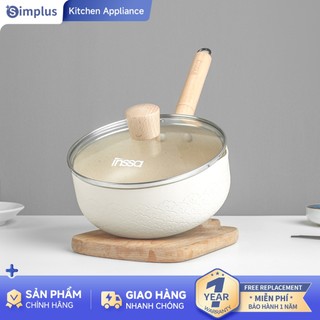  Simplus×INSSA Nồi tuyết 18cm 20cm 26cm nồi nấu Nhật nồi sữa nồi thức ăn dặm cho bé dùng được cho 2-3 người nồi chống dính tay cầm vân gỗ nồi nấu có nắp đậy GUOJ020 