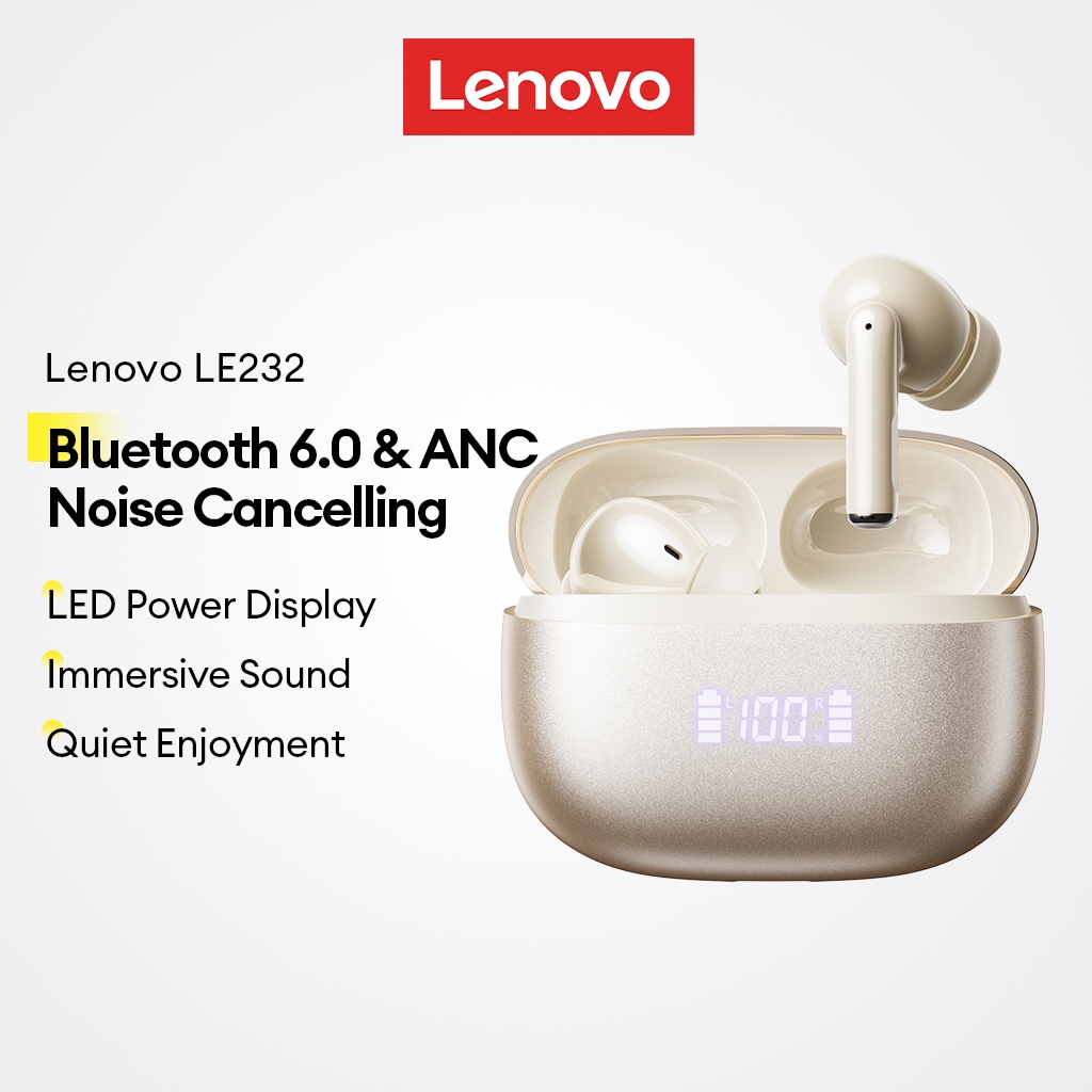Tai nghe Bluetooth Lenovo LE232 ANC và tai nghe không dây có Bluetooth 6.0 và khử tiếng ồn chủ động cộng với màn hình LED | BigBuy360 - bigbuy360.vn