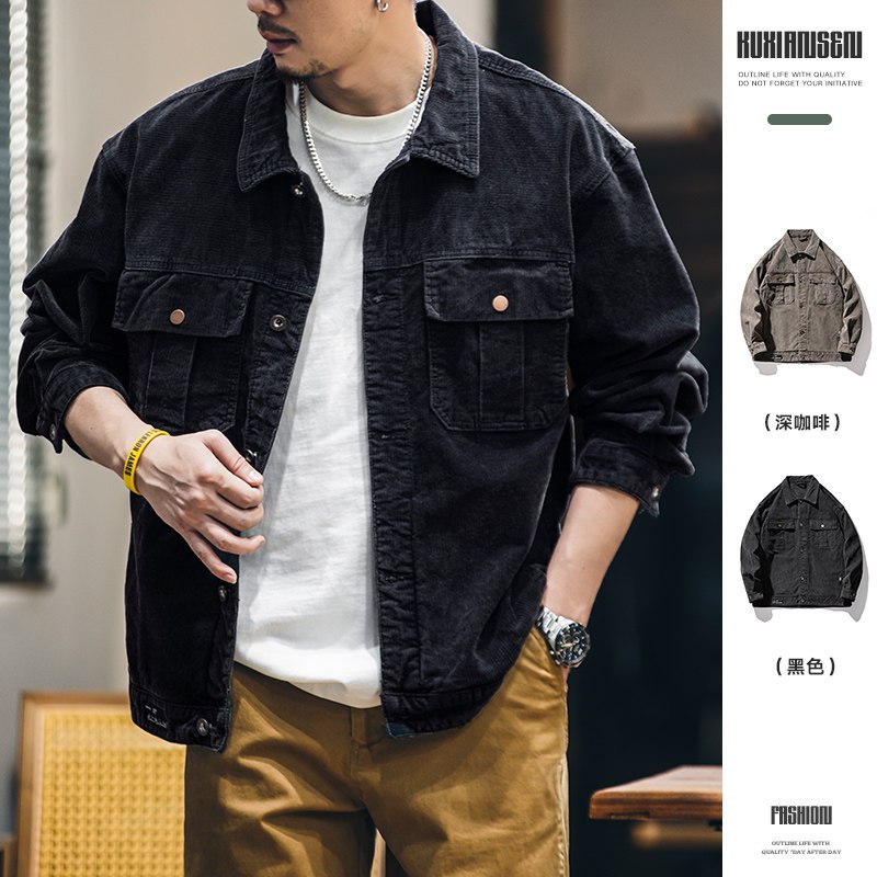Wuluwear American heavyweight retro corduroy jacket for men, 2025 autumn new trend brand Amikaji wor