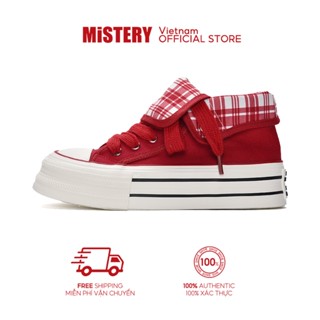 MiSTERY Giày Vải Cổ Cao đi Học Nữ Đỏ Phong Cách Hàn Quốc Thời 3.5cm Tăng Chiều Cao MIS-1724