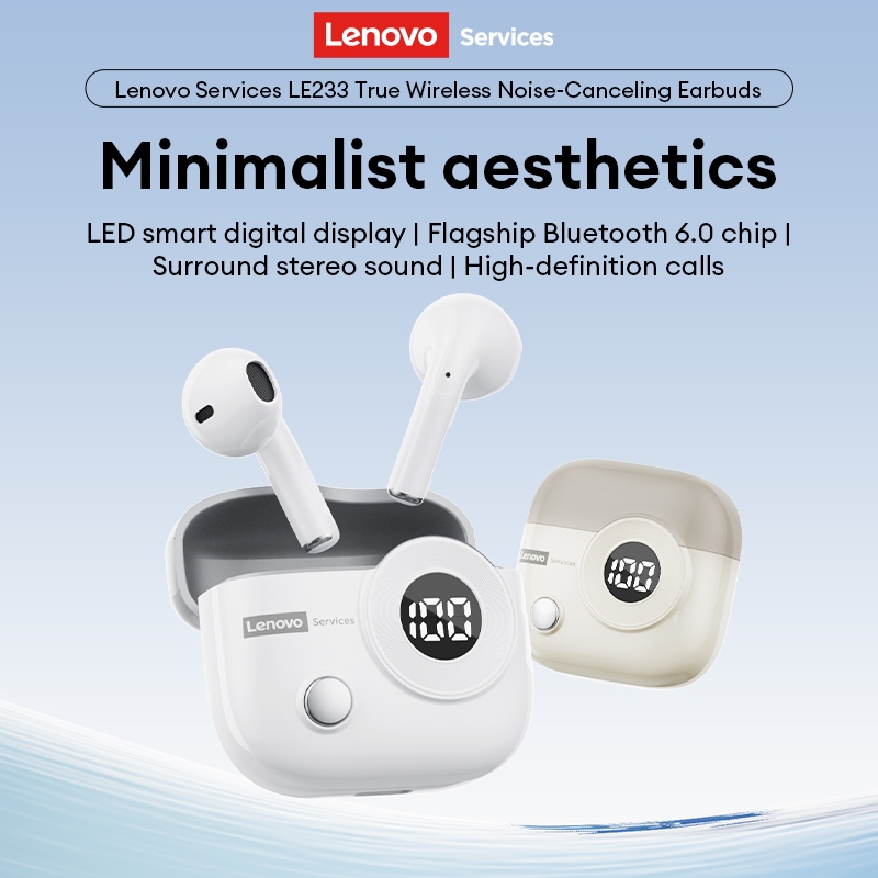 Tai nghe Bluetooth Lenovo LE233 TWS Chất lượng âm thanh HIFI Hiệu ứng âm thanh lập thể Tuổi thọ pin lâu dài Khử tiếng ồn Độ phân giải cao Bluetooth6.0 | BigBuy360 - bigbuy360.vn