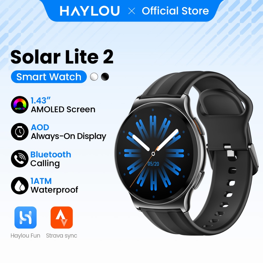 Đồng hồ thông minh Haylou Solar Lite 2 Sport Running Pace AMOLED AOD 1ATM Bluetooth chống nước 5.4 C