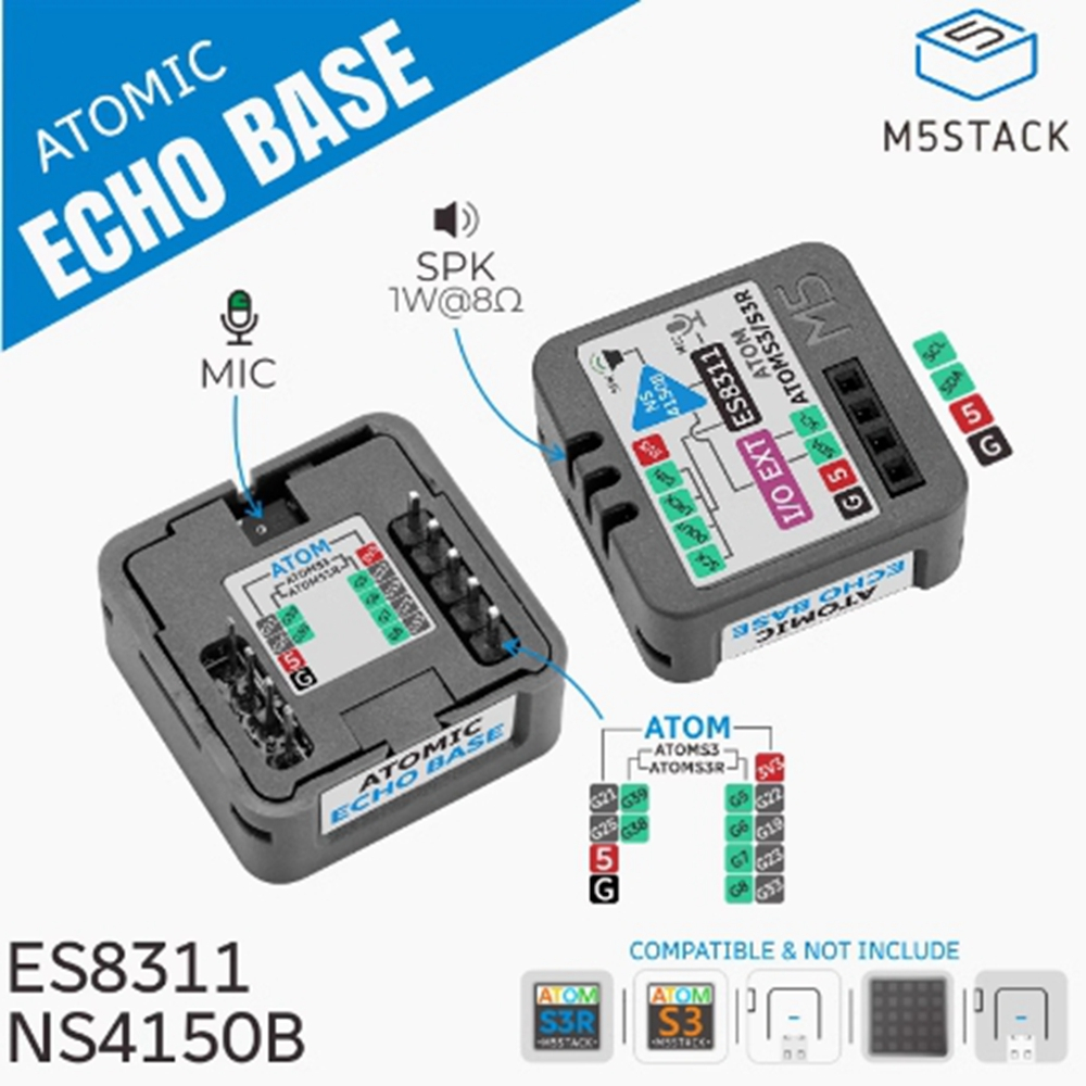 M5Stack Atomic Echo Cơ sở nhận dạng giọng nói ES8311 Giải mã âm thanh Mô-đun micrô MEMS
