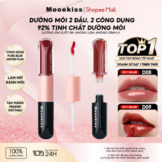  Son Môi kem hai đầu Mooekiss Thiết kế hai đầu đa năng trong một thỏi vừa lì vừa bóng 92% thành phần là tinh chất dưỡng giữ ẩm suốt 8 tiếng không lem không dính cốc hiệu ứng kép 6ML 