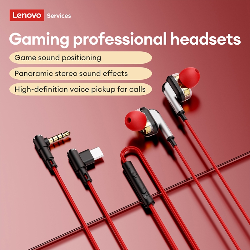 Tai nghe có dây Lenovo YF45 và tai nghe chơi game trong tai có phích cắm 90 độ và âm thanh âm trầm HiFi cộng với micrô HD | BigBuy360 - bigbuy360.vn