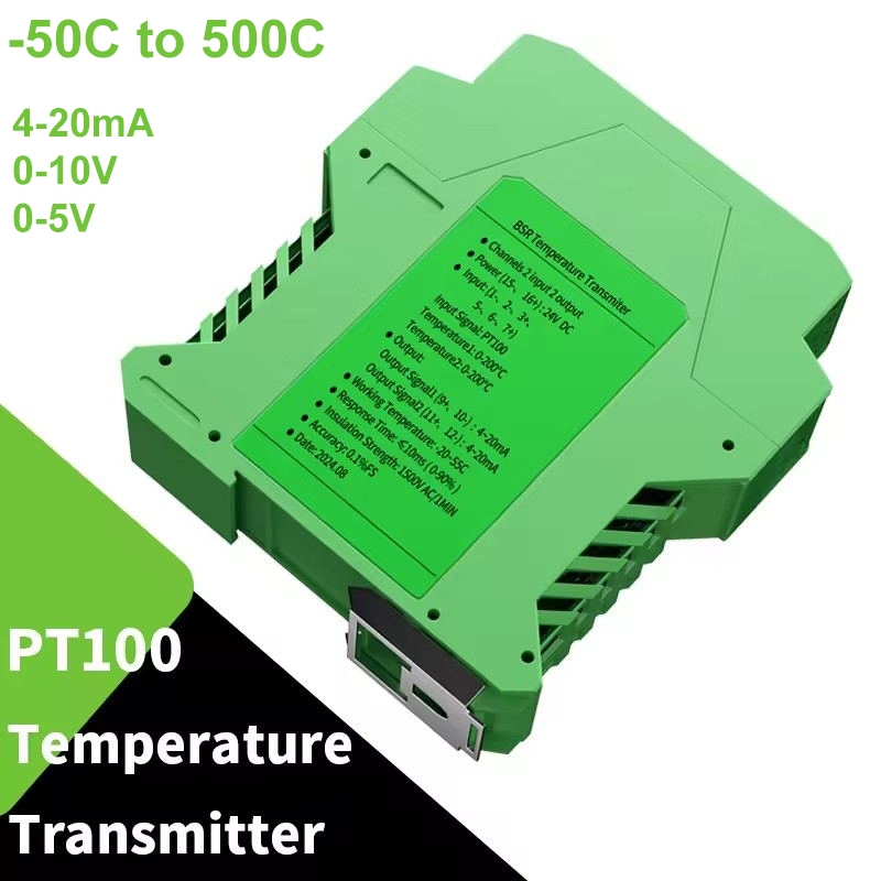 Bộ phát nhiệt độ 4-20mA 0-10V RTD Pt100 200C 100C Bộ chuyển đổi tín hiệu tương tự đa kênh pt100