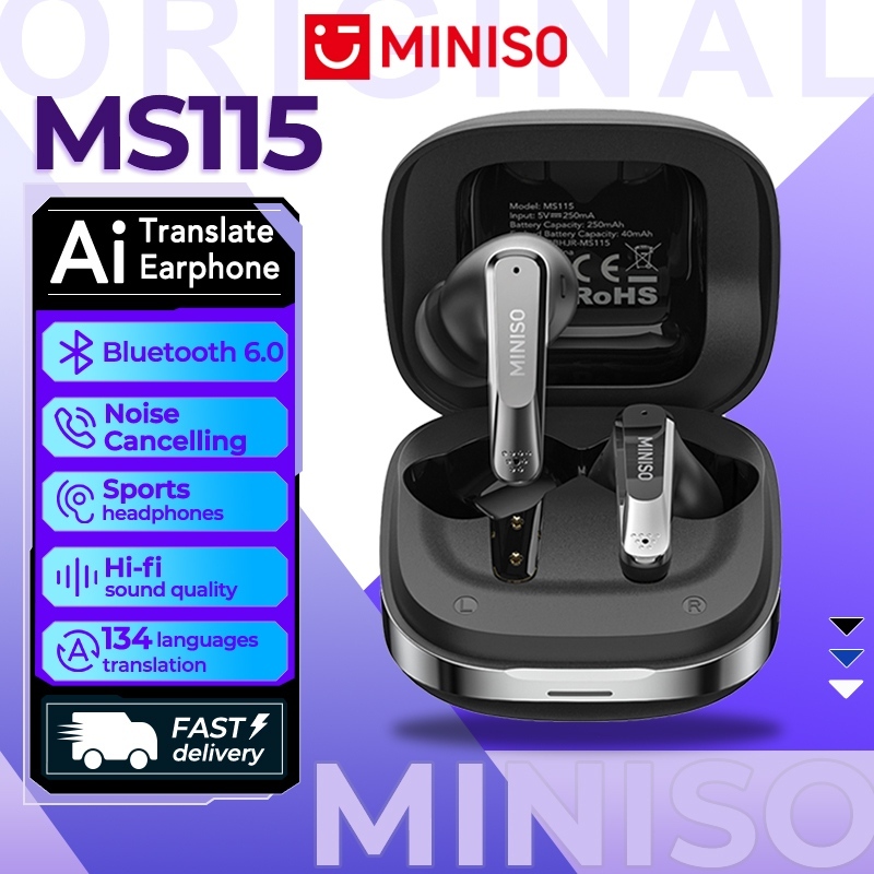 MINISO MS115 Tai nghe dịch thuật AI Tai nghe Bluetooth 6.0 Hỗ trợ dịch 135 ngôn ngữ Tai nghe không dây Tai nghe thể thao Âm thanh 360 độ AMSR Tai nghe OWS | BigBuy360 - bigbuy360.vn