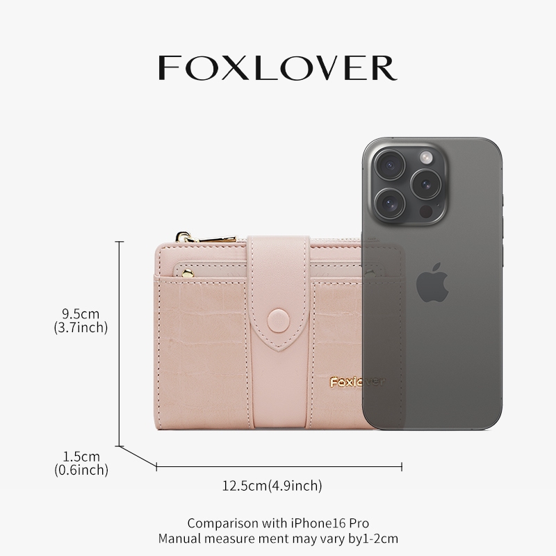 Ví ngắn nữ FOXLOVER có kẹp ảnh Thiết kế nứt nẻ sành điệu Hồng đen trắng kèm hộp quà tặng | BigBuy360 - bigbuy360.vn