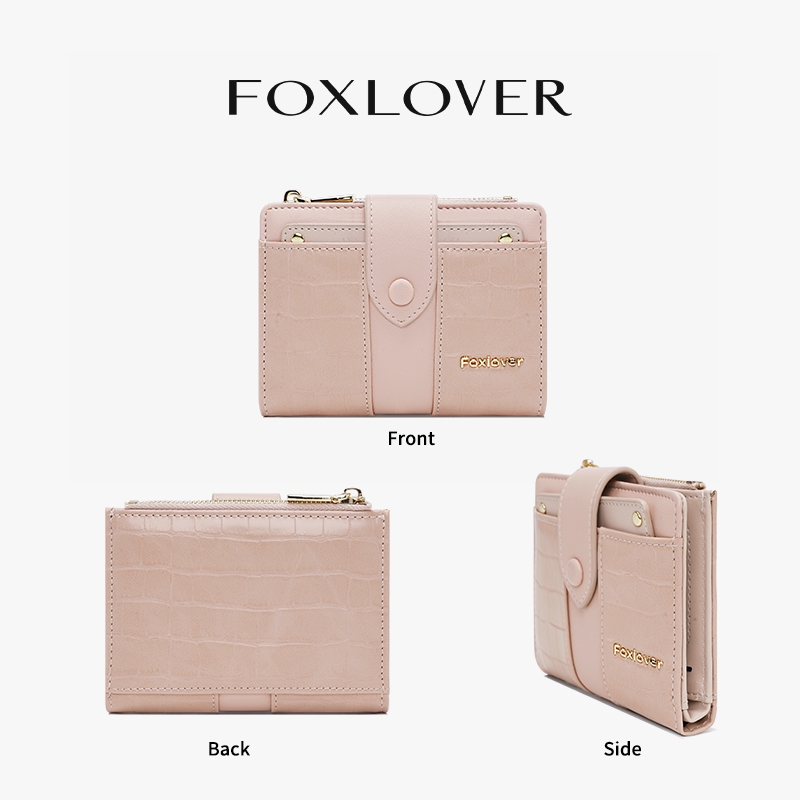 Ví ngắn nữ FOXLOVER có kẹp ảnh Thiết kế nứt nẻ sành điệu Hồng đen trắng kèm hộp quà tặng | BigBuy360 - bigbuy360.vn