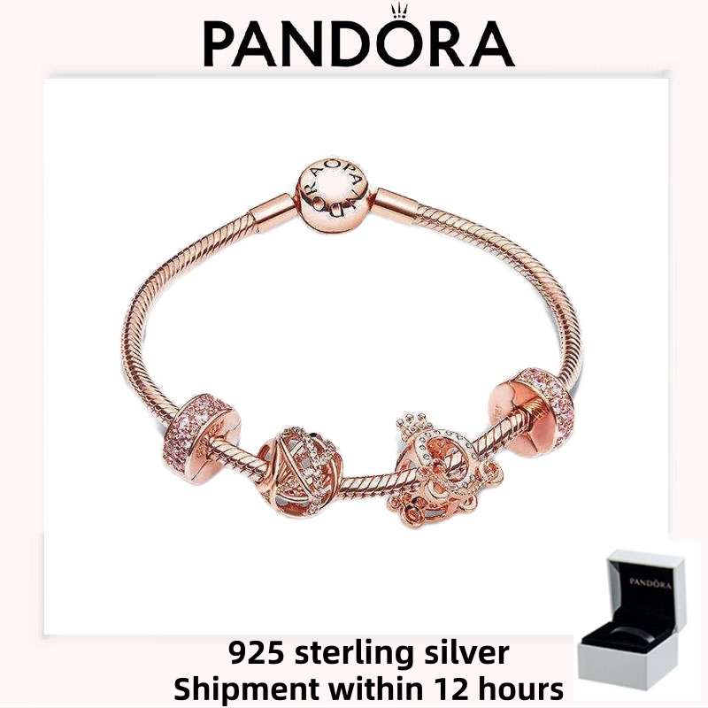 Vòng tay Pandora màu vàng hồng, bạc sterling S925