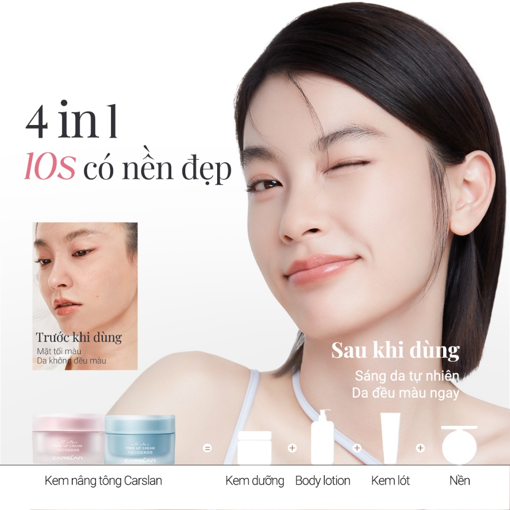 Kem nâng tông da Carslan kem lười trang điểm Kem lót che khuyết điểm hiệu quả Makeup nâng tông 50g | BigBuy360 - bigbuy360.vn