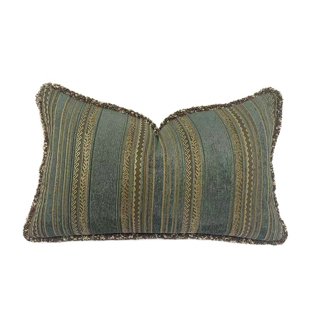 Vintage Cổ Điển Sọc Phong Cách Pháp Rayon Chenille Thắt Lưng Gối 30x50cm Mềm Ấm Ghế Ô Tô 30x50cm Khô