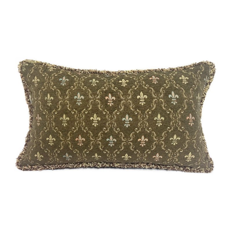 Vintage Cổ Điển Màu Nâu Phong Cách Pháp Rayon Chenille Thắt Lưng Gối 30x50cm Mềm Ấm Ghế Ô Tô 30x50cm