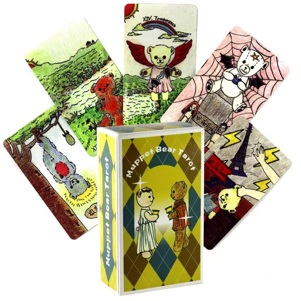 [Hàng có sẵn] 10.3 * 6cm Muppet Bear Tarot English Board Game Card Game Muppet Bear Tarot Emerald Mạ