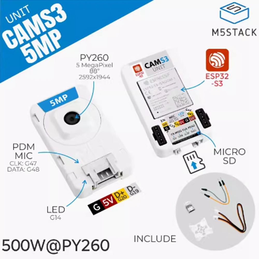 M5Stack Unit CamS3 5MP Camera Unit ESP32S3 5 triệu pixel PY260 Linh kiện điện tử
