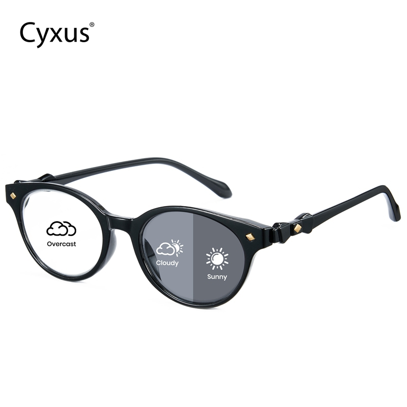 Cyxus Kính Đổi Màu Chống Ánh Sáng Xanh Bảo Vệ Mắt Gọng Oval Kiểu Cánh Bướm 8307