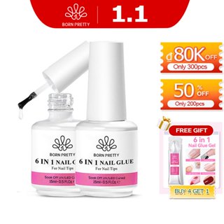  BORN PRETTY 6 In 1 Nail Glue Gel Dán Móng Gel 6 Trong 1 Gel Úp Móng Siêu Chắc 15g 