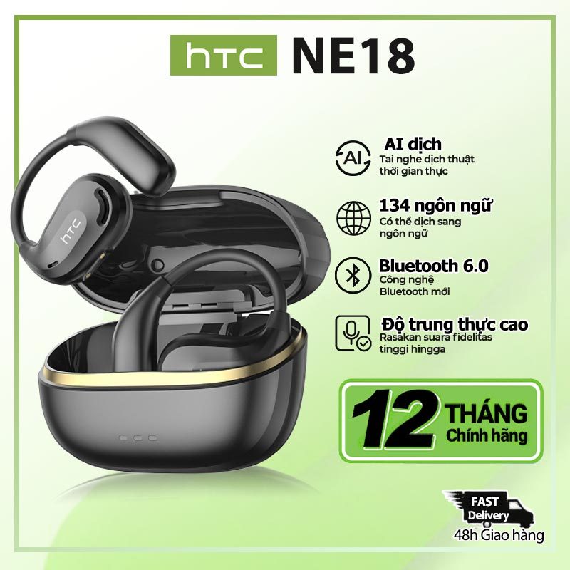 Tai nghe dịch thuật AI HTC NE18 có thể dịch 135 ngôn ngữ Tai nghe Bluetooth 5.3 không dây thực sự có khả năng khử tiếng ồn ANC Tuổi thọ pin 35 giờ và khả năng chống nước IPX5 | BigBuy360 - bigbuy360.vn