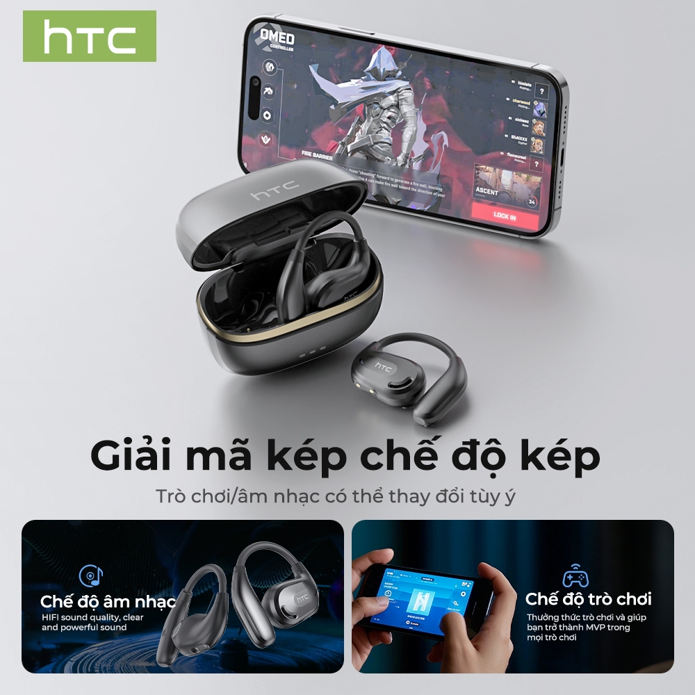 Tai nghe dịch thuật AI HTC NE18 có thể dịch 135 ngôn ngữ Tai nghe Bluetooth 5.3 không dây thực sự có khả năng khử tiếng ồn ANC Tuổi thọ pin 35 giờ và khả năng chống nước IPX5 | BigBuy360 - bigbuy360.vn