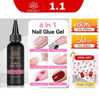  BORN PRETTY 6 TRONG 1 Keo Gel Móng Tay 100g Bấm Vào Móng Tay Đầu Keo Blooms Gel Tăng Cường Tăng Cường Gel Gia Cố Đế Nối Dài Top Coat 