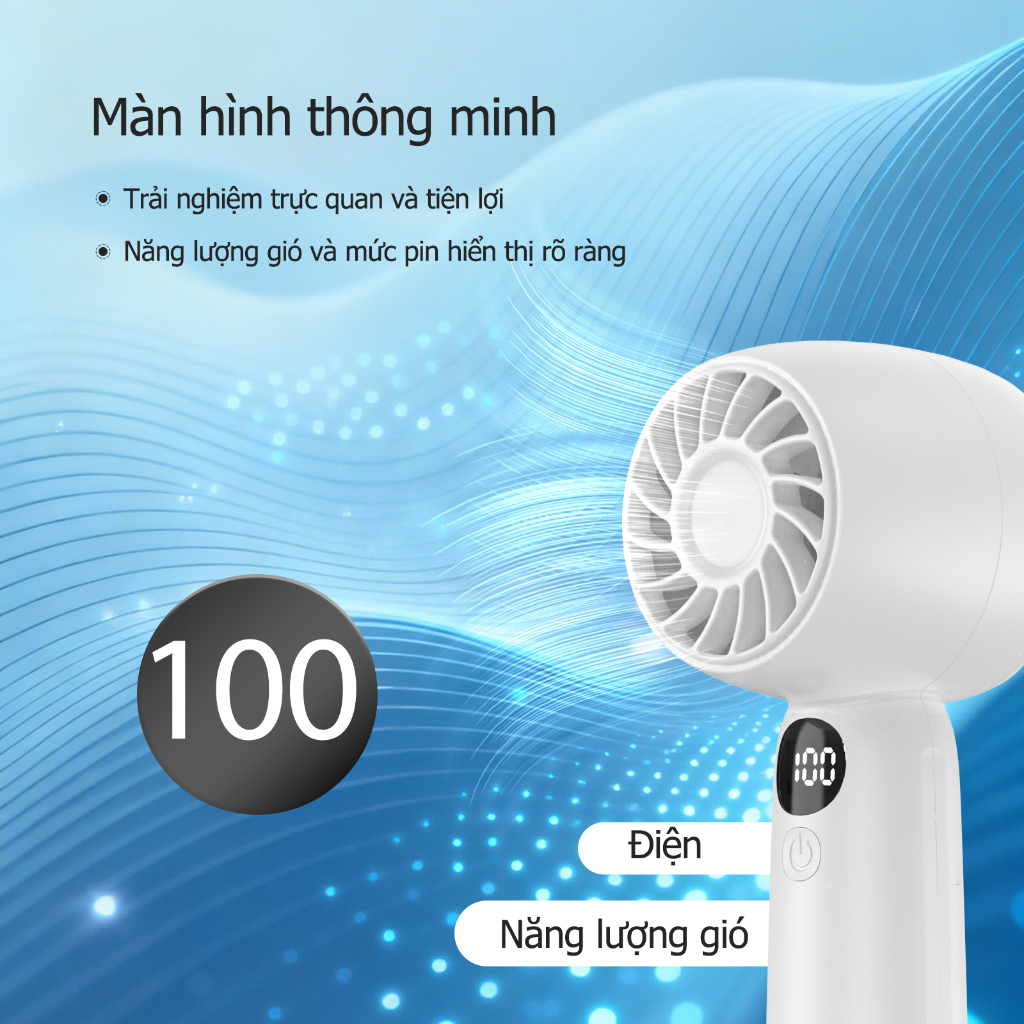 Quạt cầm tay màn hình kỹ thuật số LED Ucloudsome, với 5 tốc độ gió có thể điều chỉnh và thiết kế di động mini. | BigBuy360 - bigbuy360.vn