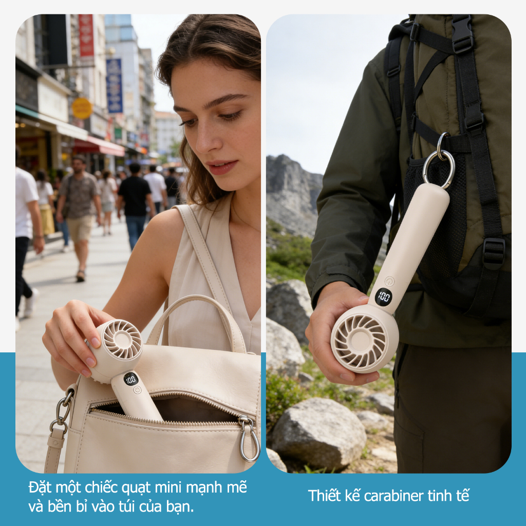 Quạt cầm tay màn hình kỹ thuật số LED Ucloudsome, với 5 tốc độ gió có thể điều chỉnh và thiết kế di động mini. | BigBuy360 - bigbuy360.vn