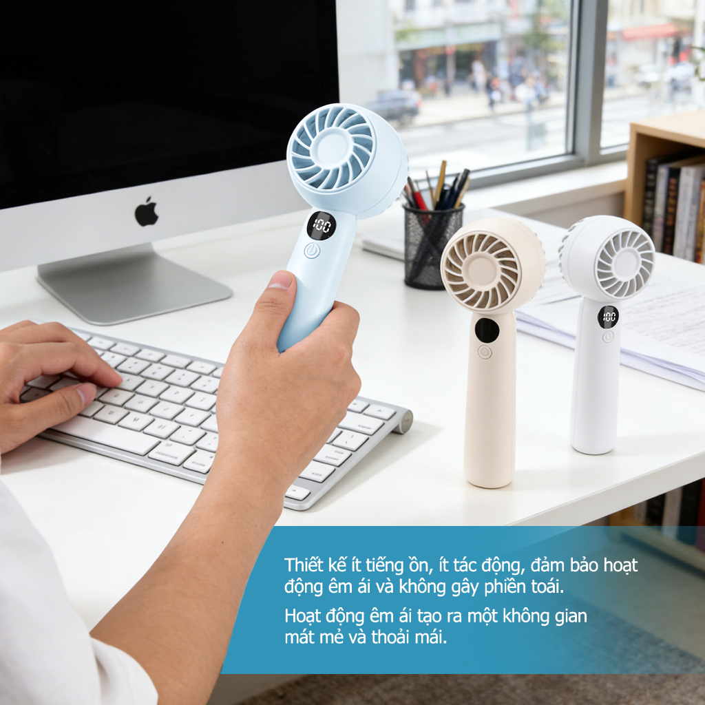 Quạt cầm tay màn hình kỹ thuật số LED Ucloudsome, với 5 tốc độ gió có thể điều chỉnh và thiết kế di động mini. | BigBuy360 - bigbuy360.vn