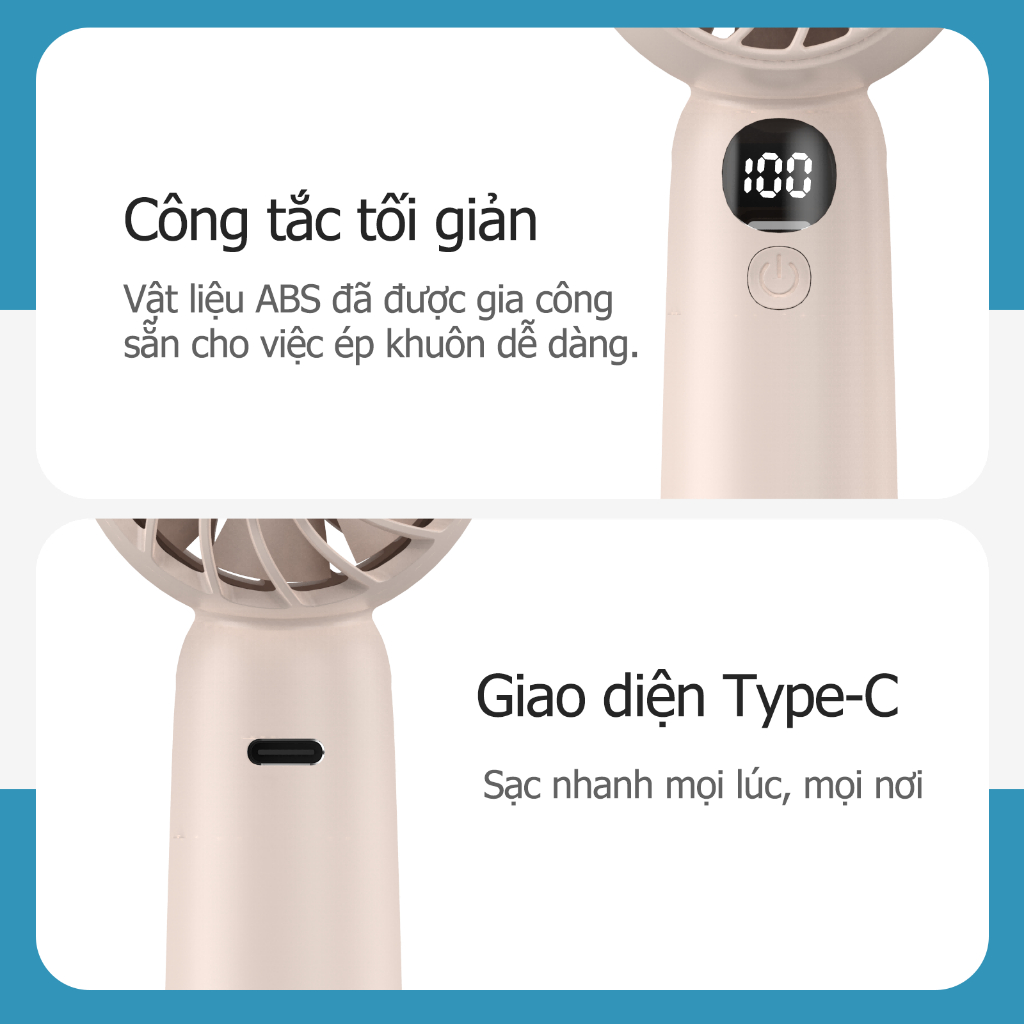 Quạt cầm tay màn hình kỹ thuật số LED Ucloudsome, với 5 tốc độ gió có thể điều chỉnh và thiết kế di động mini. | BigBuy360 - bigbuy360.vn