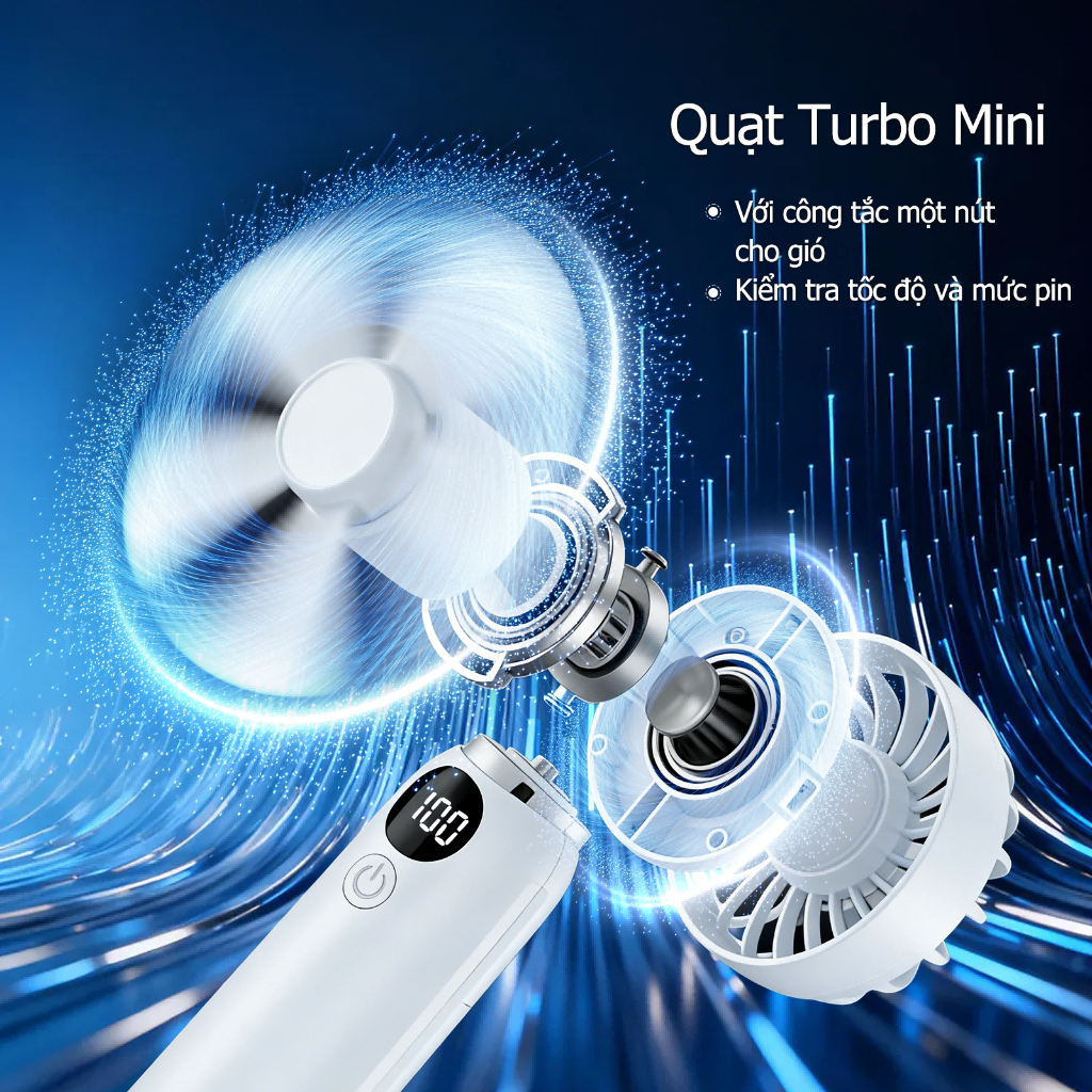 Quạt cầm tay màn hình kỹ thuật số LED Ucloudsome, với 5 tốc độ gió có thể điều chỉnh và thiết kế di động mini. | BigBuy360 - bigbuy360.vn