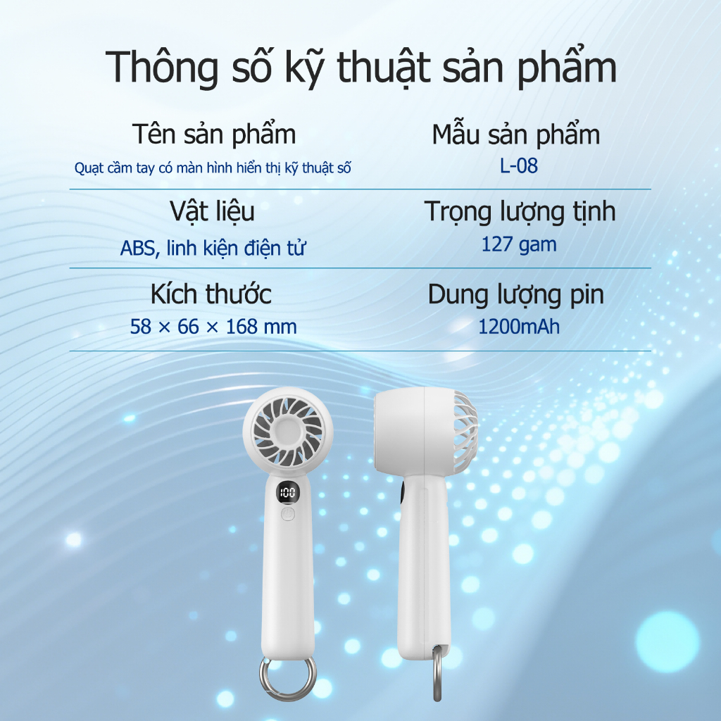 Quạt cầm tay màn hình kỹ thuật số LED Ucloudsome, với 5 tốc độ gió có thể điều chỉnh và thiết kế di động mini. | BigBuy360 - bigbuy360.vn