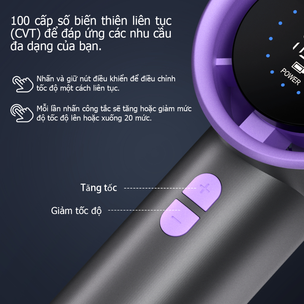 UCLOUDSOME LED hiển thị kỹ thuật số Quạt cầm tay tốc độ cao Gió mạnh mẽ 100 cấp Điều khiển tốc độ vô cấp Quạt cầm tay ngoài trời lâu trôi dành cho học sinh | BigBuy360 - bigbuy360.vn